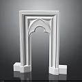 White Arched Architectural Component With Simple Doorway Frame And Pedestal Base 3d model