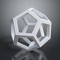White Geometric Polyhedron Wireframe 3D Structure On Dark Background With Reflection 3d model