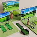 Golf Course Simulator Screens With Putting Green Mats Clubs And Training Aids