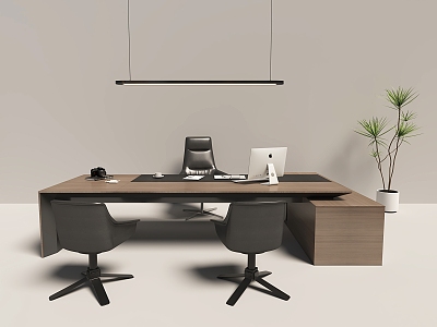 Modern Office Desk and Chair Modern Manager Office Desk and Chair Boss Desk General Manager Desk Class Desk Green Plant Potted Plant model