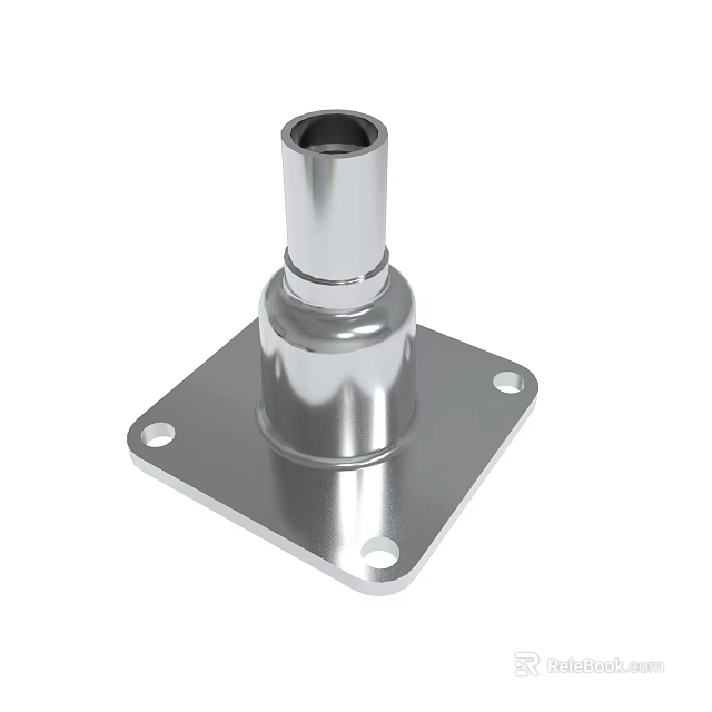 Heavy Duty Stainless Steel Bracket With Square Base Cylindrical Top And Mounting Holes 3d model 
