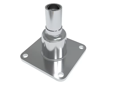Heavy Duty Stainless Steel Bracket With Square Base Cylindrical Top And Mounting Holes 3d model