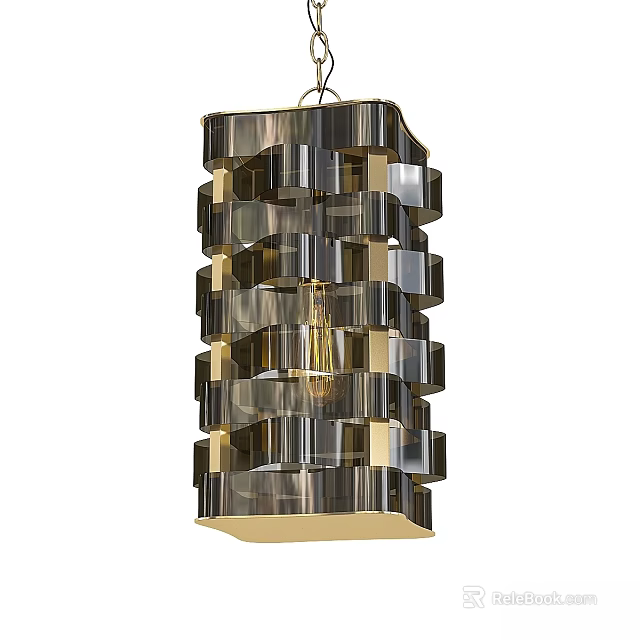 Modern Layered Square Metallic Chandelier With Stacked Geometric Design 3d model