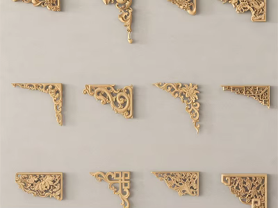 Intricate Wooden Carvings For Corner Decorations With Ornate Vintage Patterns 3d model