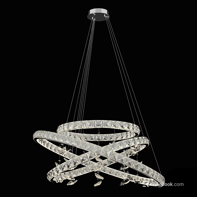 Modern Crystal Chandelier With Intertwined Circular Rings And Sparkling Design 3d model 