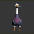 Goose Sculpture With White Body Orange Feet Beak Feather Head And Purple Pink Patterns