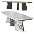 Elegant Modern Dining Table With Marble Top And Sleek Metal Legs Design 3d model