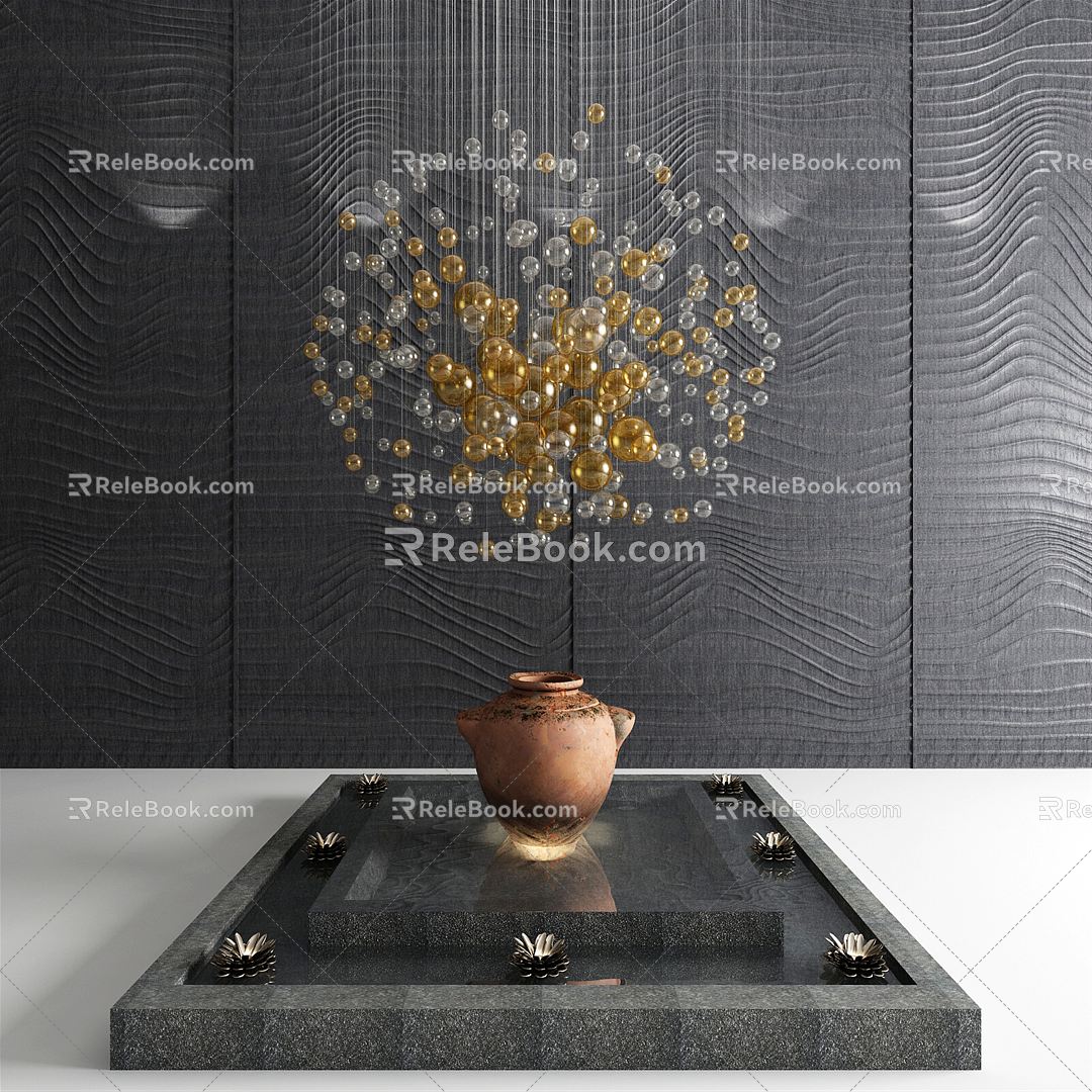 Modern chandelier water tank art chandelier wave board background wall landscape model