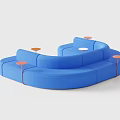 Stylish Blue U Shaped Multi Person Sofa With Orange Round Accents 3d model