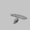 3D Model Knife with Textured Blade Brown Leather Wrapped Handle and Sheath with Metal Accents
