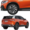 Orange Volkswagen Electric SUV with Modern Front Design Stylish Alloy Wheels and Sleek Rear Styling 3d model