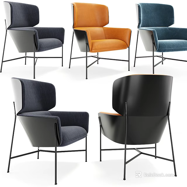 Modern Stylish Armchairs With Various Colors And Metal Legs Design 3d model 