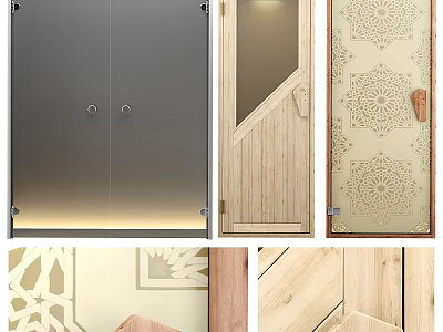 Various Modern And Traditional Door Designs With Glass Panels Wooden Carvings And Geometric Patterns 3d model