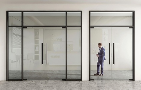 Glass double door glass door shop door double open glass door office shop door 3d model