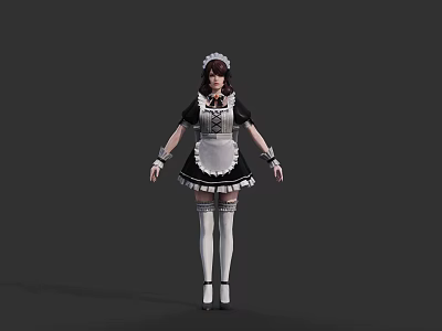 Game And Movie Character In Classic Maid Outfit With White Apron And Lace Details 3d model
