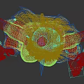 Anime Style 3D Female Character Multiple Angles With Blonde Hair Red Headband And Blue Skirt