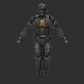 Game Movie Character In Full Body Tactical Armor With Skull Emblem And Helmet