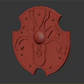 Medieval Decorative Shield With Wooden Metal Build Intricate Carvings And Handprint Detail 3d model