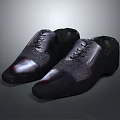 Pair Of Black Formal Leather Shoes With Lace Up Design And Shiny Upper