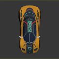 Yellow Sports Car With Colorful Graphics Chase Lettering Streamlined Body Large Wheels And Dynamic Design