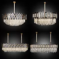 Elegant Crystal Chandeliers With Diamond Pattern Gold Frame And Hanging Design 3d model