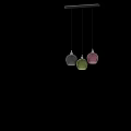Modern Three Multi Colored Spherical Pendant Lights With Cut Glass Design Hanging On Thin Cords