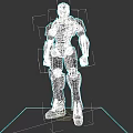 Red And Gray Mechanical Robot Character With Standing Pose And Spotlight Effect