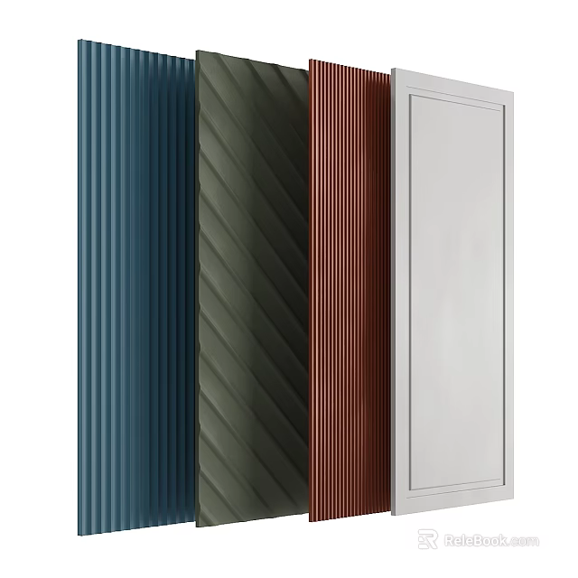 Various Colored Decorative Panels With Vertical Stripes Diagonal Patterns And Smooth Surfaces 3d model 