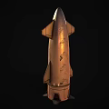 Detailed Metallic Rocket Model With Textured Surface And Aerodynamic Structure