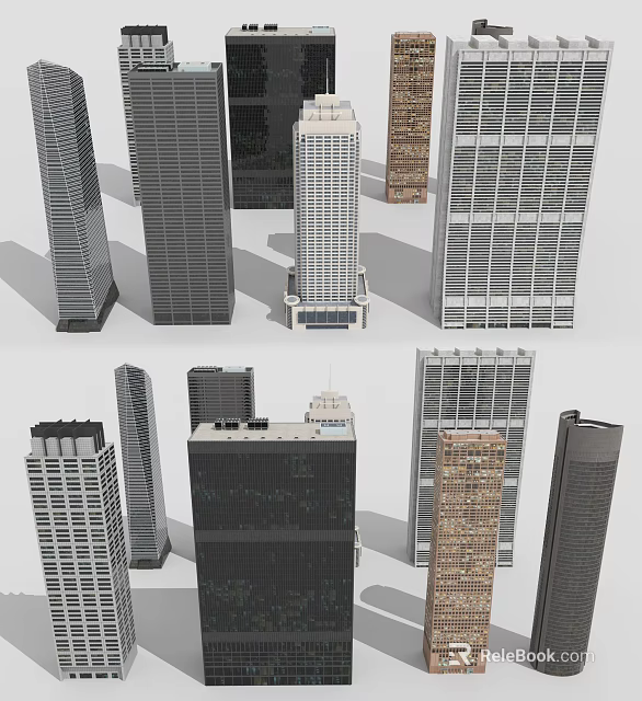 Modern Skyscraper Architectural Models With Various Design Styles And Urban Structures 3d model 