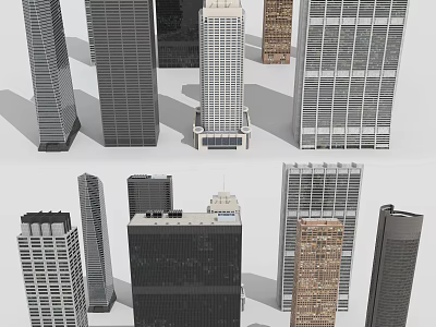 Modern Skyscraper Architectural Models With Various Design Styles And Urban Structures 3d model