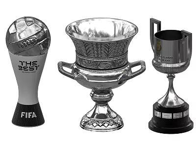 FIFA The Best Trophy With Engraved Silver Cup And Black Base Award 3d model