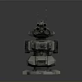 Futuristic Mechanical Turret Structure With Multiple Barrels Antennas And Control Panels