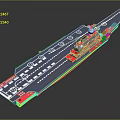 3D Model of Cosmic Space Carrier With Blue Deck Red Base and Circular Markers