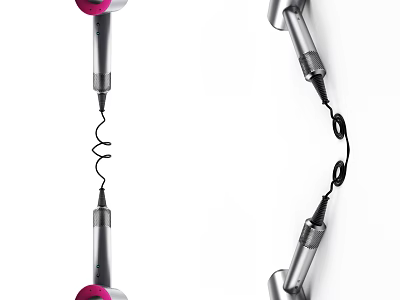 Stylish Pink And Silver Hair Dryers With Modern Design For Daily Hair Styling Use 3d model