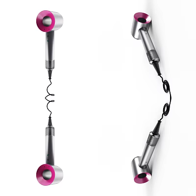 Stylish Pink And Silver Hair Dryers With Modern Design For Daily Hair Styling Use 3d model