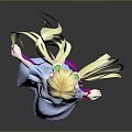 Game Anime Character Blonde Twin Tails Blue Dress Pink Shoes Sash Standing Pose
