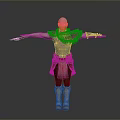 Bald Bearded Man With Bare Torso Wearing Fur And Leather Armor Standing With Arms Outstretched