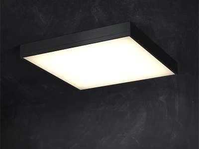 Modern Square Ceiling Light With Black Frame And White Illuminated Panel On Dark Ceiling 3d model