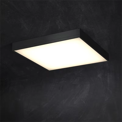 Modern Square Ceiling Light With Black Frame And White Illuminated Panel On Dark Ceiling 3d model