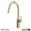 Brass Modern Kitchen Faucet with High Arc Spout and Single Handle Design