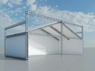 Sturdy Outdoor Public Event Tent With Metal Frame And White Canvas 3d model
