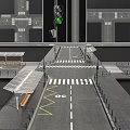 Road Infrastructure With Green Traffic Lights Zebra Crossings Solar Bus Shelters Benches And Lane Markings