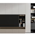 Modern TV Stand with Large Screen TV Illuminated Storage Compartments and Bookshelves
