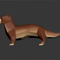 Brown Otter 3D Low Poly Model With Geometric Design And Shiny Surface 3d model