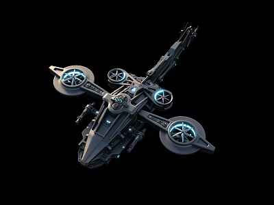 Futuristic Electric Toy Flying Drone With LED Propellers And Sci Fi Design 3d model