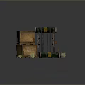 Weapon Storage Setup With Wooden Crates Metal Barrels On Dirt Ground Surface