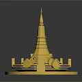 Golden Pagoda Architectural Design With Ornate Spire And Circular Base Structure 3d model