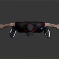 3D Character Model In Black T Shirt With Red Spider Design And Masked Face