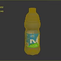 Gray Plastic Bottle With Blue Cap 1L Capacity And Blue Green Label 3d model